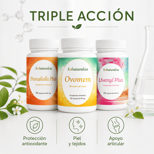 Pack Rejuvenecimiento del Método MAR ( 2 Dunaliella+2 Uvenyl Plus + 2 Ovomen) - Solnaturaleza2